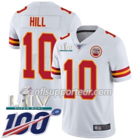 Maillot Homme Kansas City Chiefs Tyreek Hill 10 Nike Blanc 100th 2020 Super Bowl LIV